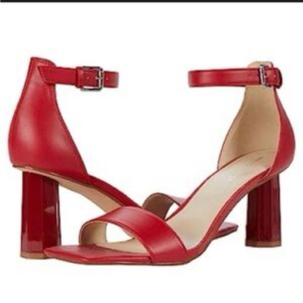 MARC FISHER Korita Square Toe Heeled Sandal In Crimson Red - Picture 2 of 11